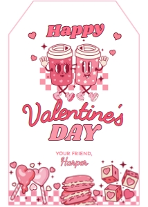 Valentine's Day Retro Favor Tag (pink) - www.printerfairy.com design preview