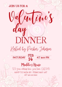 Valentine's Day Dinner (pink) - www.printerfairy.com design preview