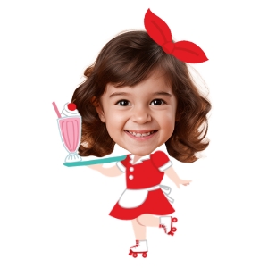 Diner Retro Topper girl (red, turquoise) - www.printerfairy.com design preview