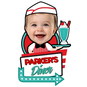 Diner Retro Topper boy (red, turquoise) - www.printerfairy.com design preview