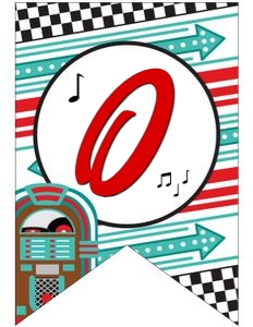 Diner Retro Banner ONE (red, turquoise) - www.printerfairy.com design preview