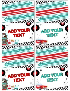 Diner Retro Food Tents (red, turquoise) - www.printerfairy.com design preview