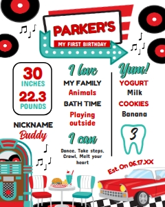Diner Retro Board (red, turquoise) - www.printerfairy.com design preview