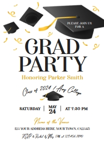 Grad Party Invitation_ (black-gold) - www.printerfairy.com design preview