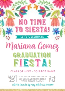 Fiesta Floral Graduation Party Invitation (5x7) - www.printerfairy.com design preview