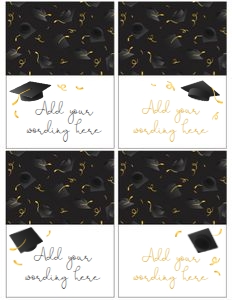 Grad Party Food Tents (black-gold) - www.printerfairy.com design preview