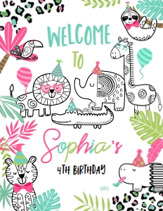 Party Animals Welcome 8.5x11 (white) - www.printerfairy.com design preview