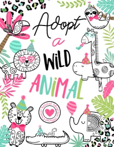 Party Animals Adoption Sign (white) - www.printerfairy.com design preview