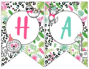 Party Animals Banner Birthday (white) - www.printerfairy.com design preview