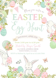 Bunnies Egg Hunt Invitation (White) - www.printerfairy.com design preview