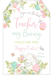 Bunnies Best Teacher Tag (white) - www.printerfairy.com design preview