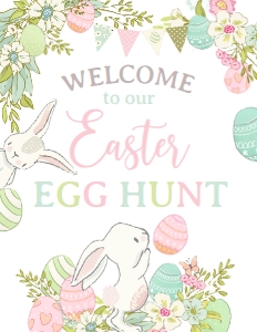 Bunnies Welcome Sign 8.5x11 (White) - www.printerfairy.com design preview