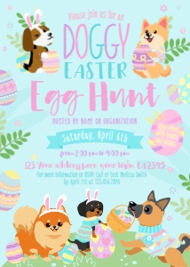 Easter Dogs Egg Hunt Invitation (blue) - www.printerfairy.com design preview