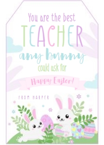 Easter Bunnies Best Teacher Tag (pastels) - www.printerfairy.com design preview