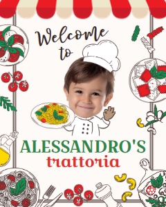 Trattoria Birthday Welcome Sign with FACE 16x20 (red, green) - www.printerfairy.com: Trattoria Birthday Welcome Sign with FACE (red, green) - www.printerfairy.com