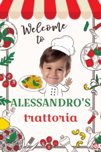 Trattoria Birthday Welcome Sign with FACE 24x36 (red, green) - www.printerfairy.com: Trattoria Birthday Welcome Sign with FACE (red, green) - www.printerfairy.com