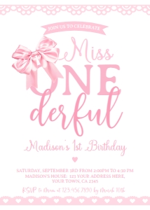 Coquette First Birthday Invitation - www.printerfairy.com design preview