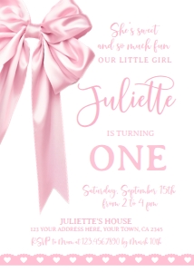 Coquette 1st Birthday Invitation - www.printerfairy.com design preview