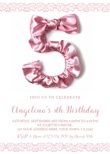Coquette 5th Birthday Invitation with photo - www.printerfairy.com design preview