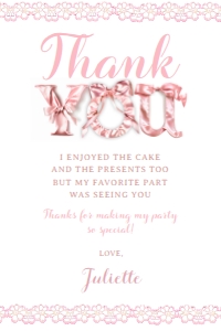 Coquette Thank You Card - www.printerfairy.com design preview