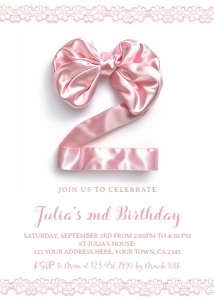 Coquette Second Birthday Invitation - www.printerfairy.com design preview