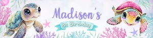 Turtle Birthday Water Bottle Label (Pink) - www.printerfairy.com design preview
