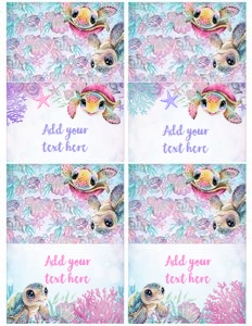 Turtle Birthday Food Tents (Pink) - www.printerfairy.com design preview