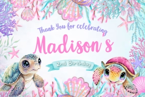 Turtle Birthday Gable Box (Pink) - www.printerfairy.com design preview