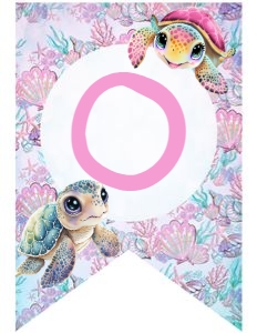 Turtle Birthday ONE Banner (Pink) - www.printerfairy.com design preview