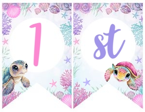 Turtle Birthday Banner AGE (Pink) - www.printerfairy.com: Turtle Birthday Banner (Pink) - www.printerfairy.com