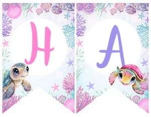 Turtle Birthday Banner (Pink) - www.printerfairy.com: Turtle Birthday Banner (Pink) - www.printerfairy.com