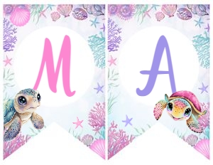 Turtle Birthday Banner NAME (Pink) - www.printerfairy.com: Turtle Birthday Banner (Pink) - www.printerfairy.com