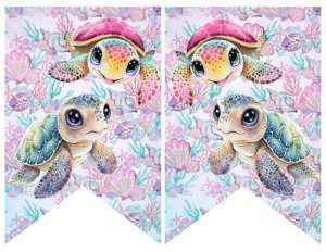 Turtle Birthday Banner GRAPHICS (Pink) - www.printerfairy.com: Turtle Birthday Banner (Pink) - www.printerfairy.com