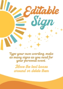 Here Comes The Sun Baby Shower Editable Sign 5x7 (yellow) - www.printerfairy.com design preview