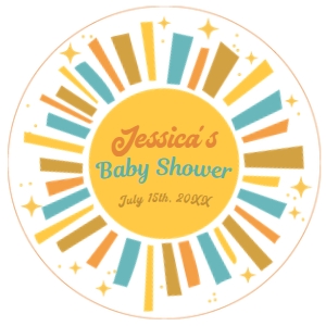 Here Comes The Sun Baby Shower Topper (yellow) - www.printerfairy.com design preview