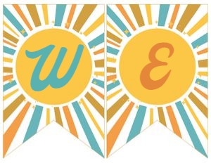 Here Comes The Sun Baby Shower Banners (yellow) - www.printerfairy.com design preview