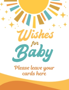 Here Comes The Sun Baby Shower Wishes for Baby (yellow) - www.printerfairy.com design preview