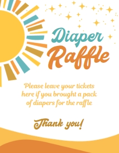 Here Comes The Sun Baby Shower Diaper Raffle (yellow) - www.printerfairy.com design preview