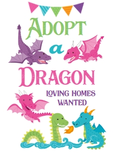 Dragons Birthday Adoption Sign (pink&purple) - www.printerfairy.com design preview