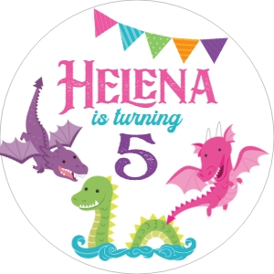 Dragons Birthday Topper (pink&purple) - www.printerfairy.com design preview