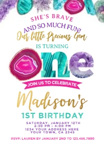 Gem 1st Birthday Invitation - www.printerfairy.com: Gem 1st Birthday Invitation - www.printerfairy.com