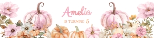 Little Pumpkin Girl Water Bottle Label (pink, orange) - www.printerfairy.com design preview