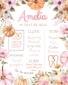 Little Pumpkin Girl Board (pink, orange) - www.printerfairy.com design preview