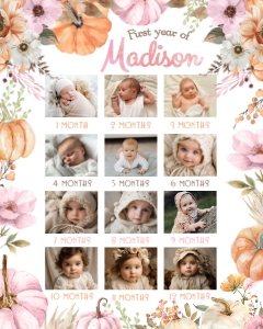 Little Pumpkin Girl Photo Board (pink, orange) - www.printerfairy.com design preview