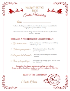 Official Letter to Santa 8.5x11 (letter naughty notice) (red) - www.printerfairy.com design preview