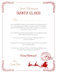 Official Letter to Santa (letter elf visit) 8.5x11 (red) - www.printerfairy.com design preview