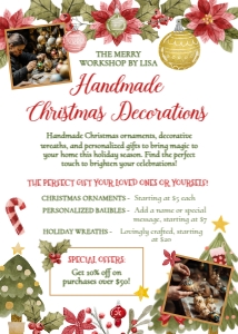 Christmas Market Flyer ORNAMENTS (red, green) - www.printerfairy.com design preview