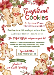 Christmas Market Flyer Cookies (red, green) - www.printerfairy.com design preview