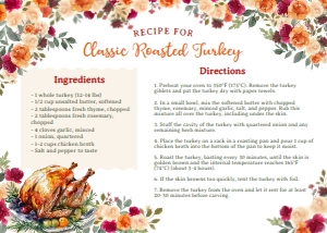 Thanksgiving Recipe Card TURKEY (7X5) - www.printerfairy.com design preview