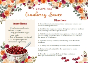 Thanksgiving Recipe Card CRANBERRY SAUCE (7x5) - www.printerfairy.com design preview